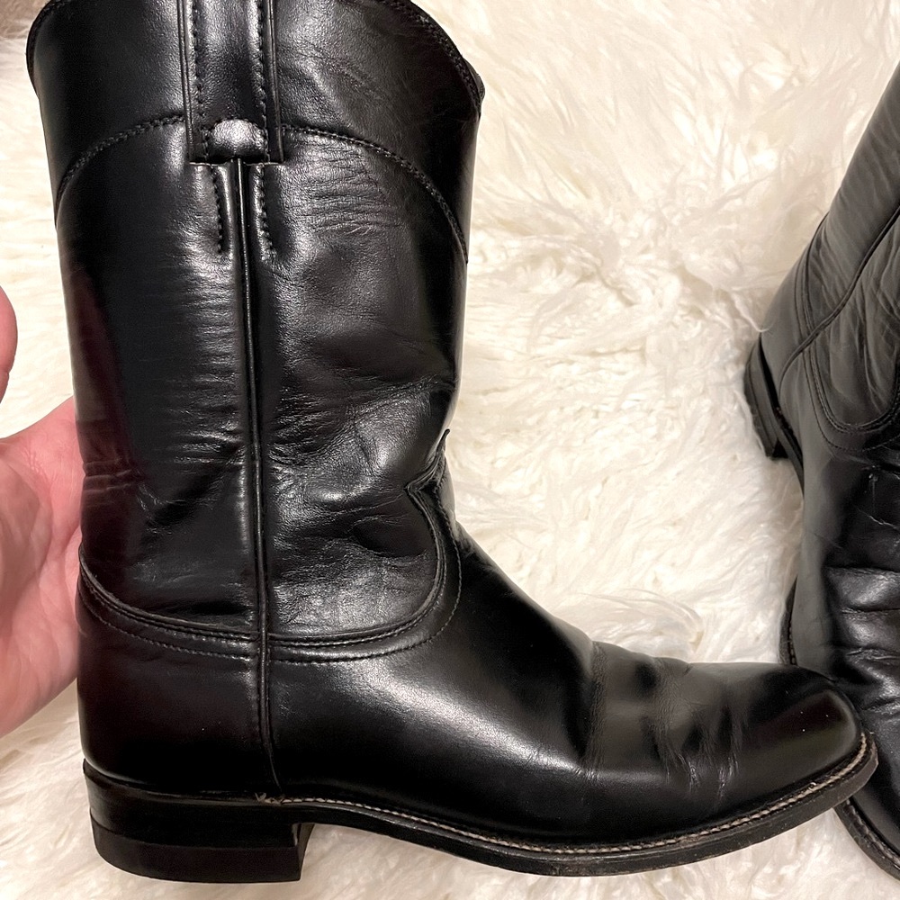 Justin Boots Black Leather Cowboy Boots